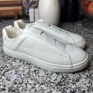 Fabletics EUC Laurel White Court Sneakers Slip-On Minimal Shoes Size 8